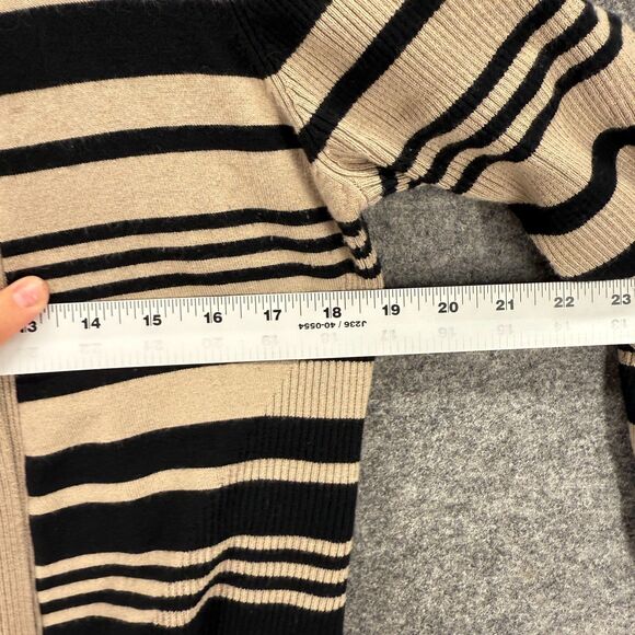 Dana Buchman Cardigan Women L Large Beige Striped Open Front Long Sleeve Rayon - Picture 5 of 7